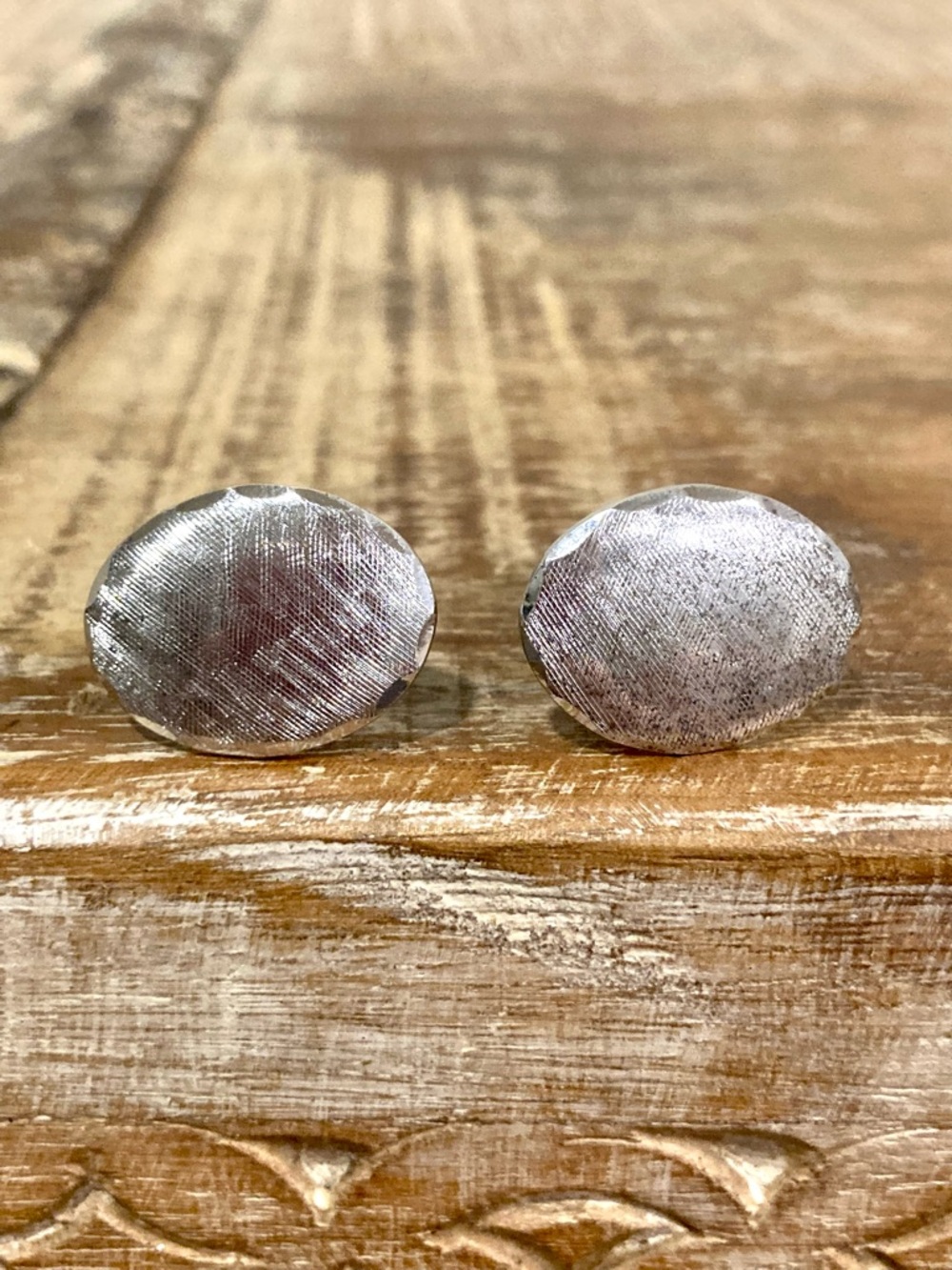 Sterling Silver Oval Textured Cuff Links Sterling T2 Vintage 10 Grams